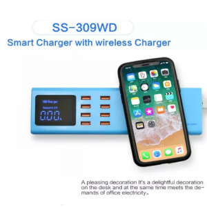 QUICK 8 PORT USB CHARGER WITH WIRELESS CHARGING ( UPTO 10W ) – SUNSHINE SS-309WD